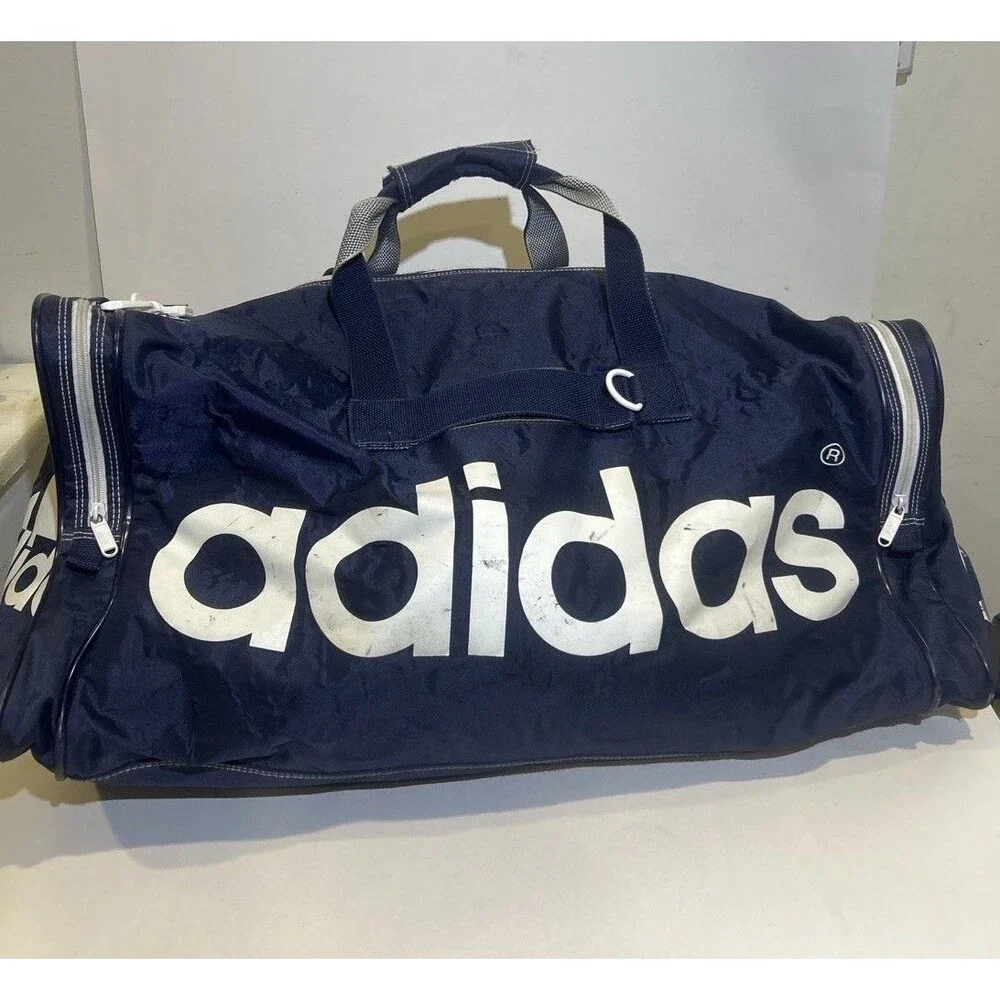 Vintage Adidas Duffel Bag Navy Blue Large Gym Travel Sports Carry On 22”